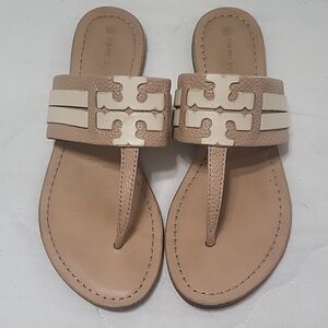 Tory Burch Tan and Cream Sandals